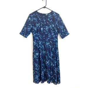 Jigsaw Navy Blue Silk Floral Dress EUC